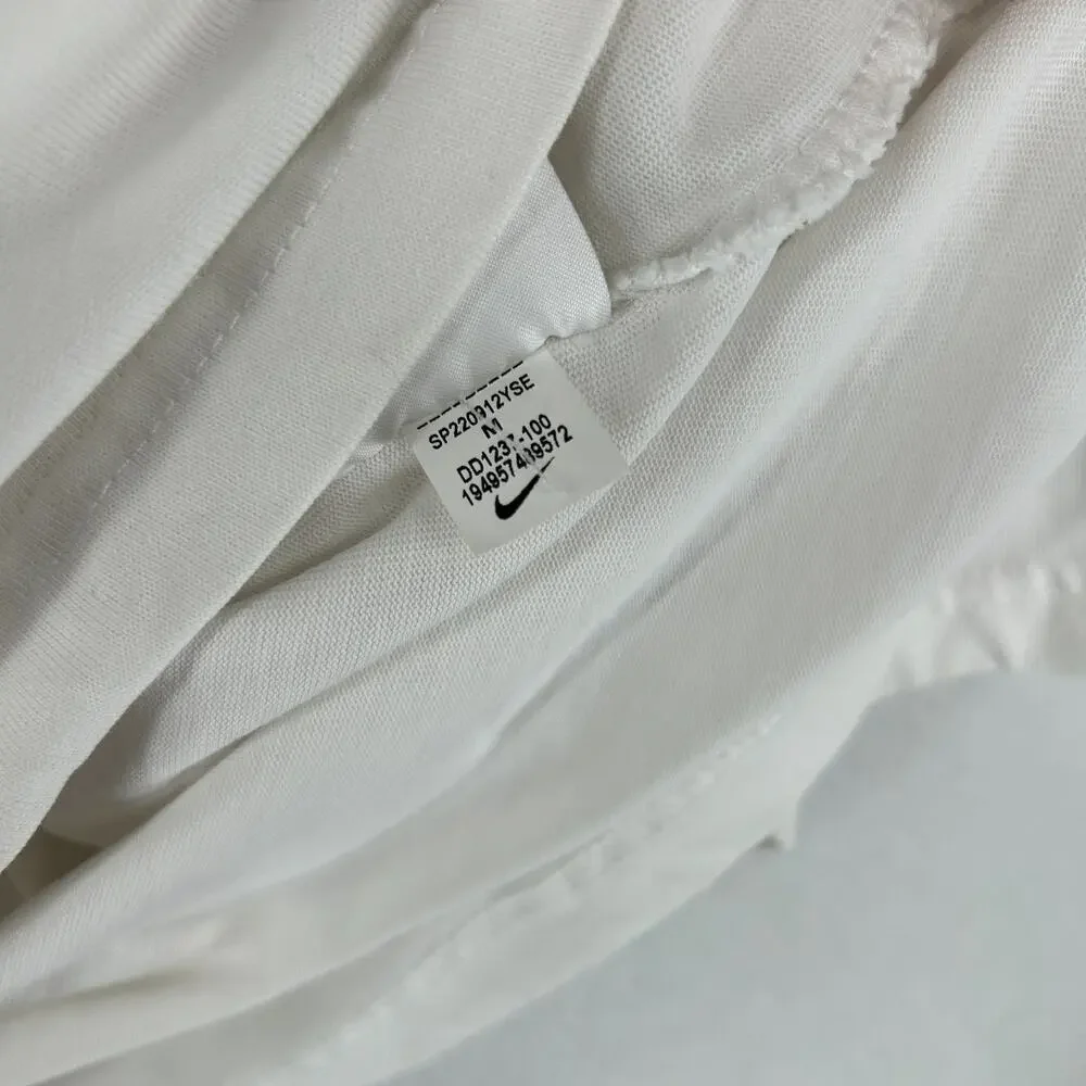 NIKE Top Womens M NSW Essential Boxy Center Swoosh Loose Fit Short Sleeve White